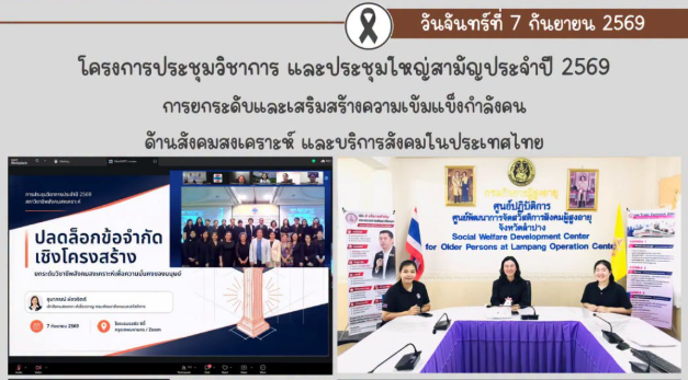 ร่วมประชุม โครงการประชุมวิชาการ และประชุมใหญ่สามัญประจำปี 2569 การยกระดับและเสริมสร้างความเข้มแข็งกำลังคนด้านสังคมสงเคราะห์ และบริการสังคมในประเทศไทย